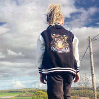 Born Cool - Kids Black Varsity Jacket | Sequin Tiger
